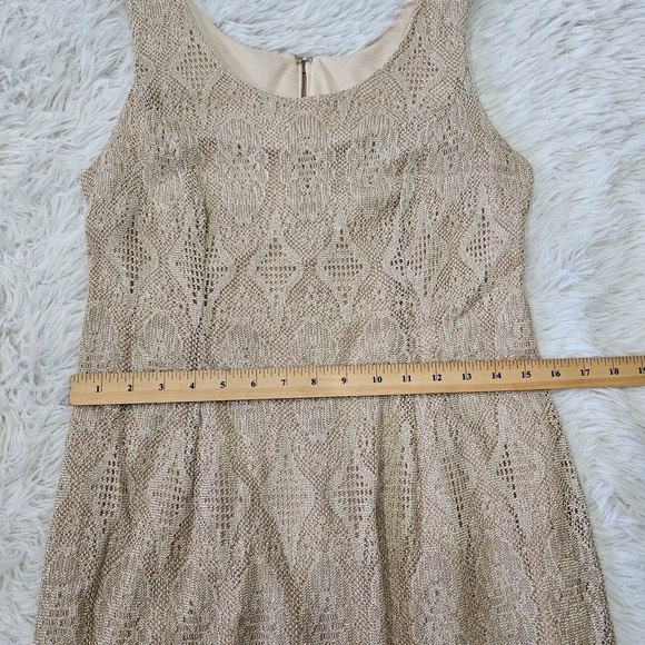 Onyx Nite VTG Gold Metallic Boho Tassel Hem Sleeveless Flapper‎ Midi Dress Sz 14 - Picture 8 of 10